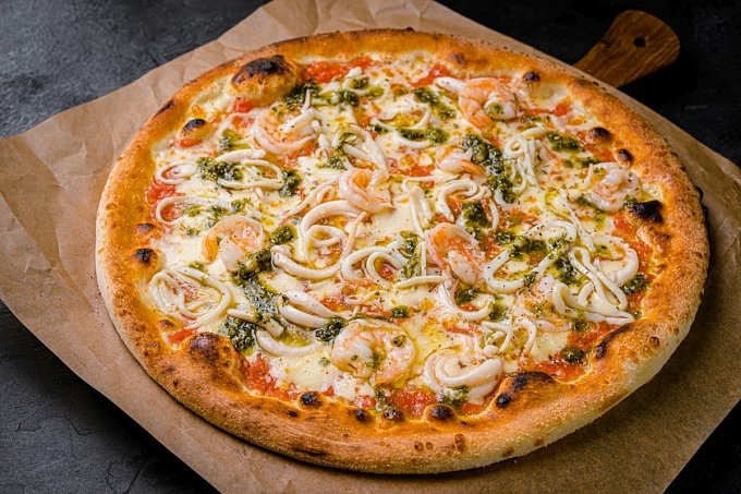 Пицца "Фрутти ди Маре" с двойной порцией морепродуктов